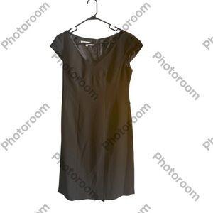 Evan Picone Black Sheath Dress V-Neck Cap Sleeve